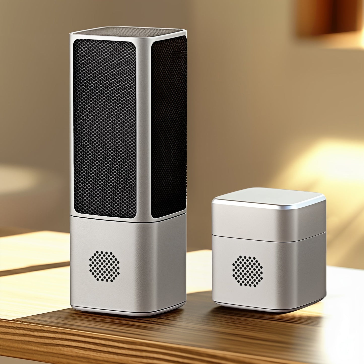 Difusor SOVA R1 prata sobre uma mesa