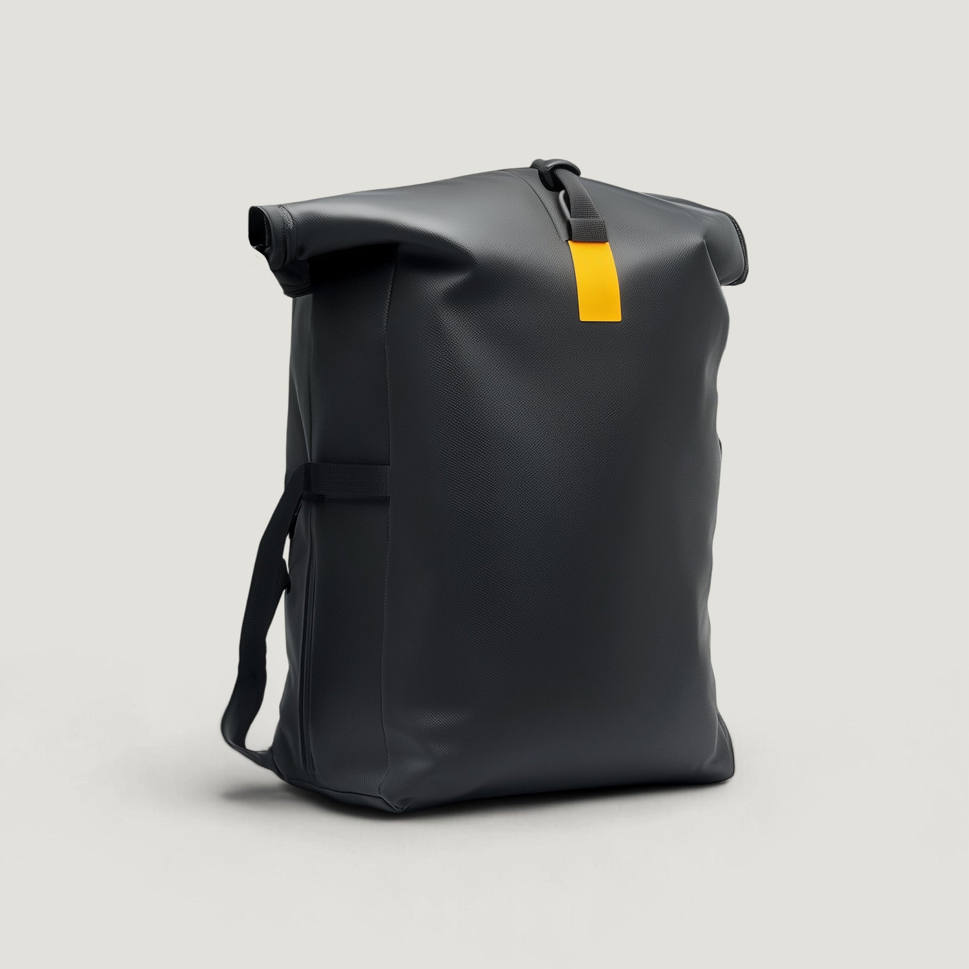 Black roll-top audio equipment bag