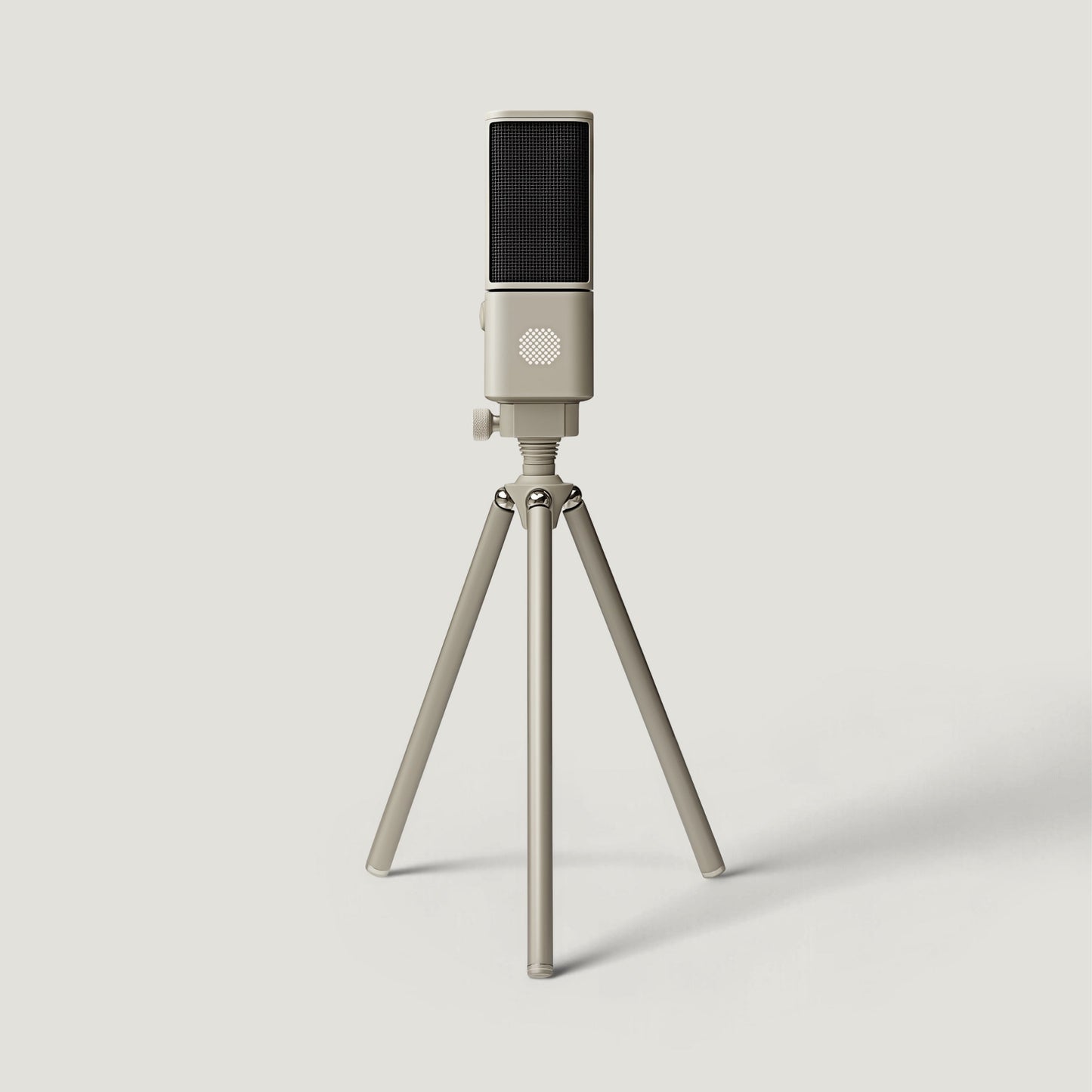 Cream SOVA R1 microphone on a short tabletop tripod