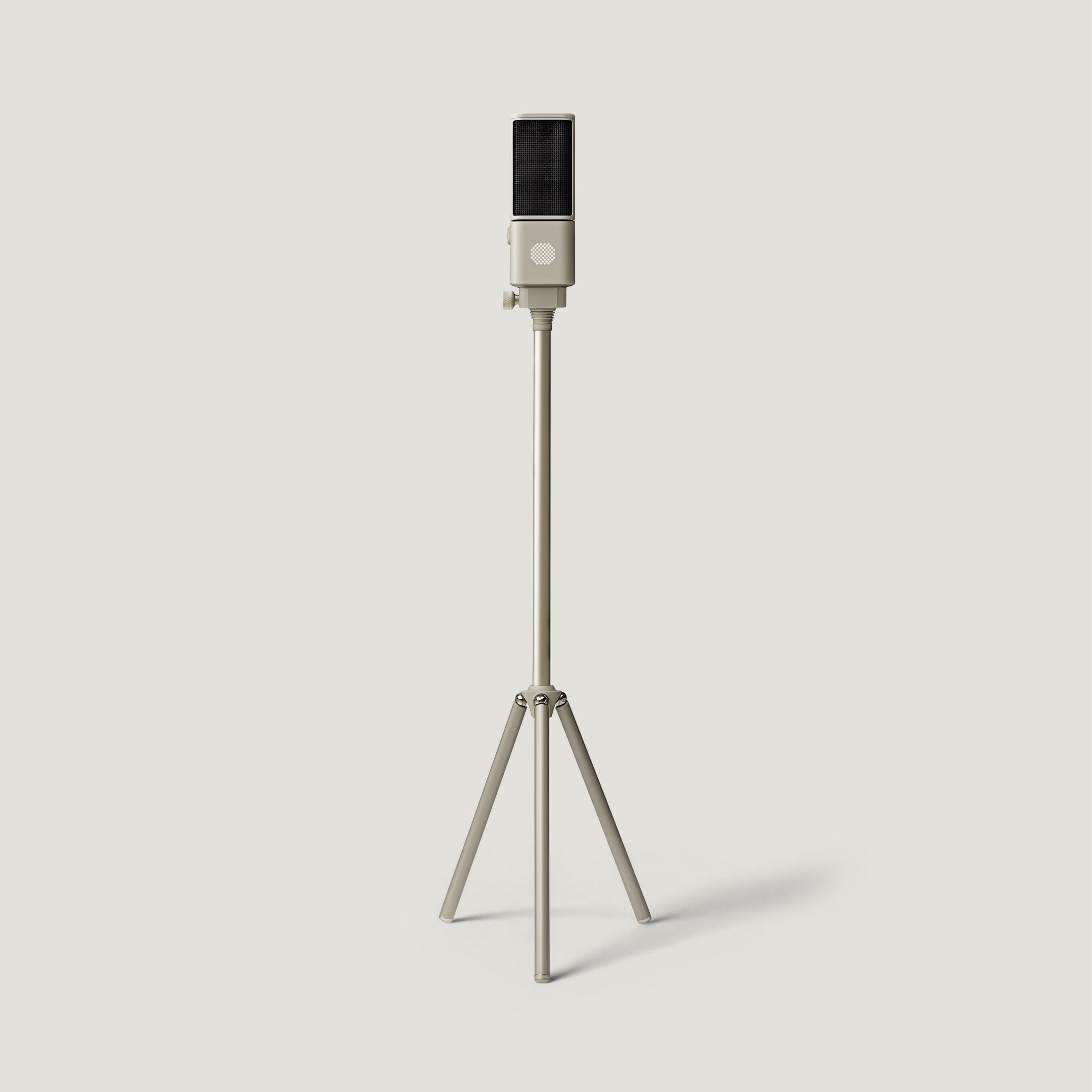 Cream SOVA R1 microphone on a tall floor tripod