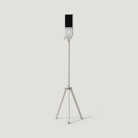 Silver SOVA R1 microphone on a tall floor tripod